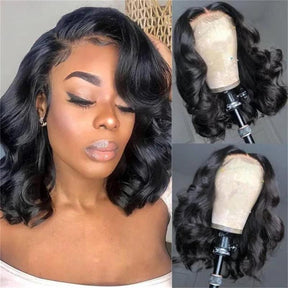 Loose Body Wave Short Bob Wigs Pre Plucked 13x4 Lace Front Wigs Human Hair 220% Density