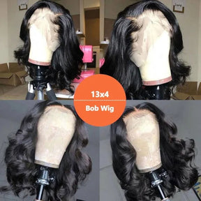 Loose Body Wave Short Bob Wigs Pre Plucked 13x4 Lace Front Wigs Human Hair 220% Density