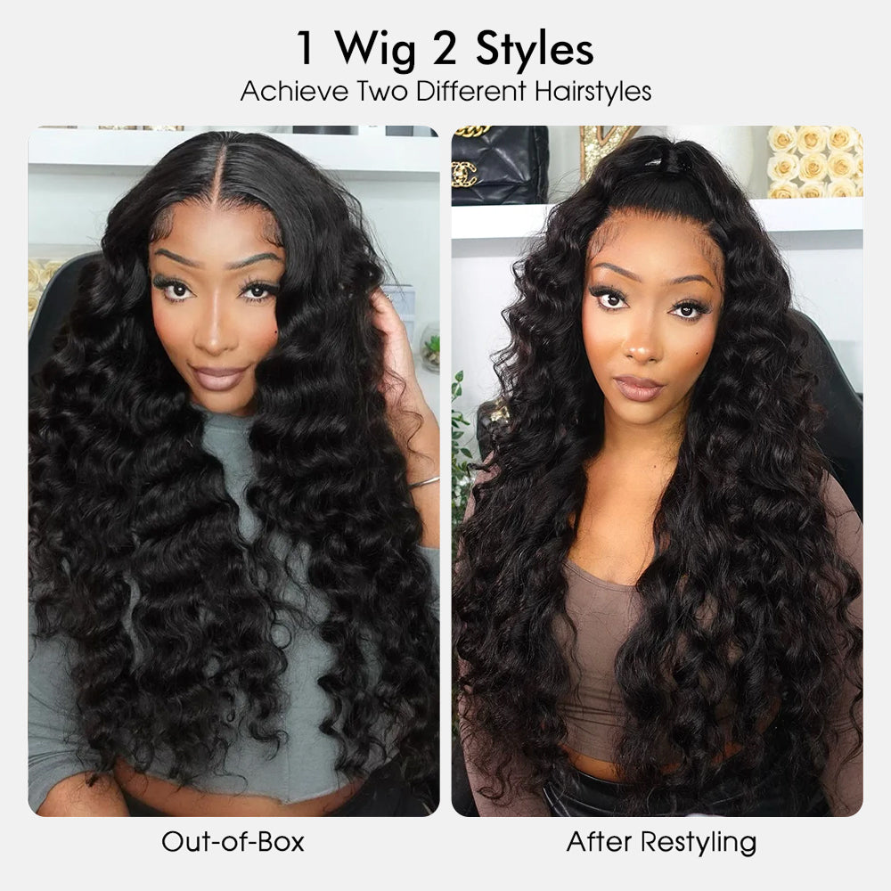 Loose Deep Wave Glueless 13x6 Lace Frontal Wigs Skin Melt HD Lace Human Hair Wigs With Elastic Drawstring