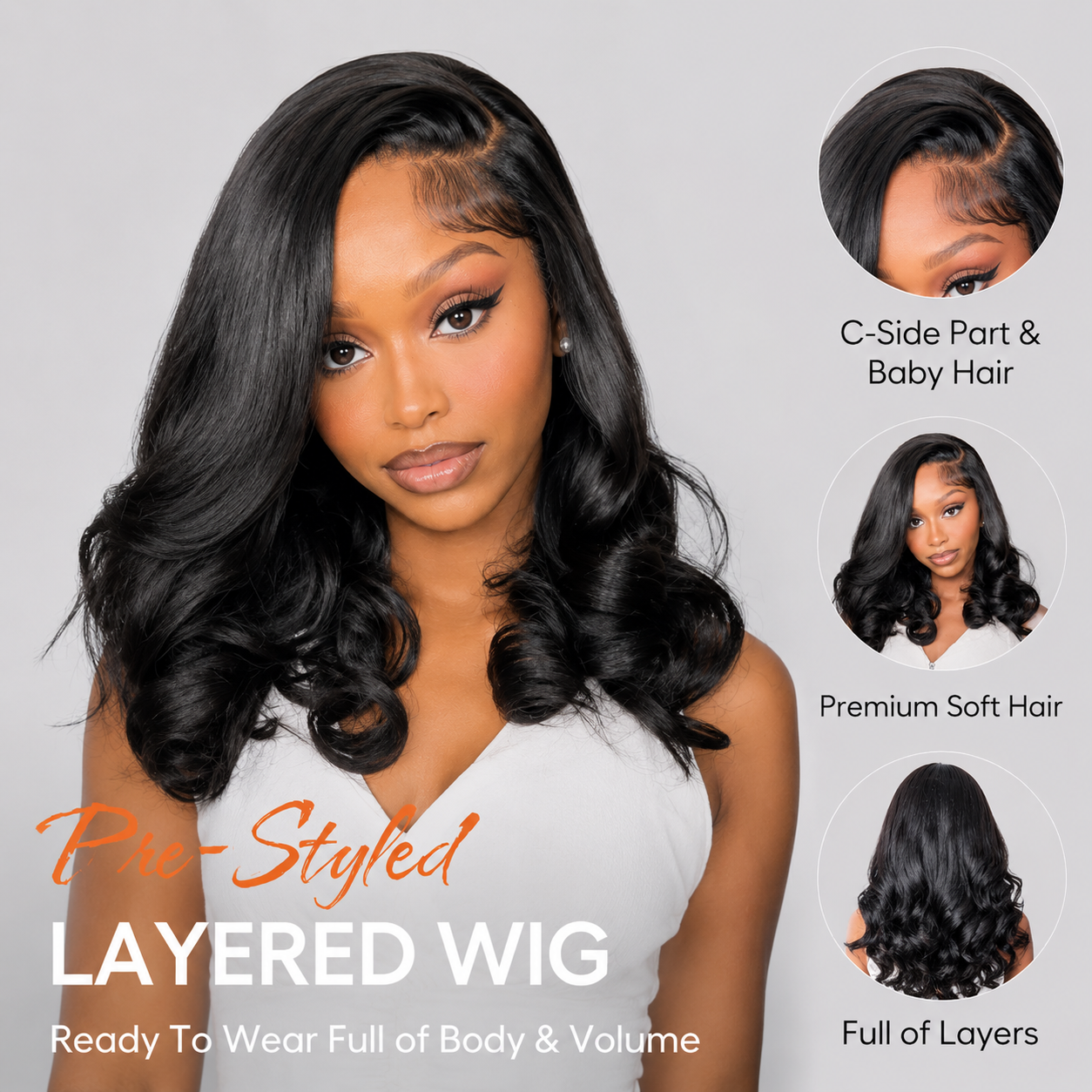 Glueless Loose Wave Bob Wig Human Hair C-Side Part 220% Density Undetectable HD Lace Front Short Wigs