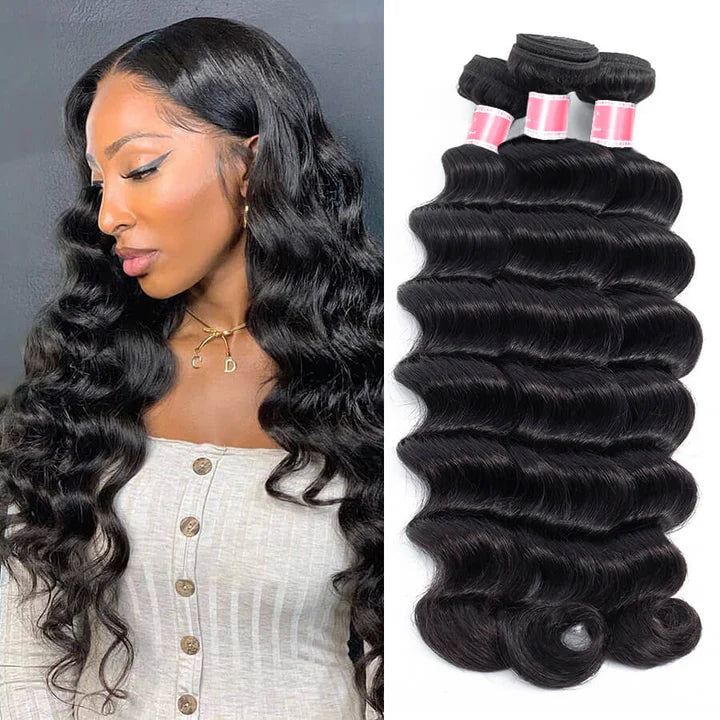 Brazilian Loose Deep Wave Hair 3 Bundles/4 Bundles 12A Unprocessed Virgin Human Hair Weave