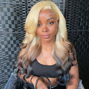 Ombre 613/4 Brown Colored Lace Frontal Body Wave Wig 13x4 HD Lace Human Hair Wigs