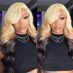 Ombre 613/4 Brown Colored Lace Frontal Body Wave Wig 13x4 HD Lace Human Hair Wigs