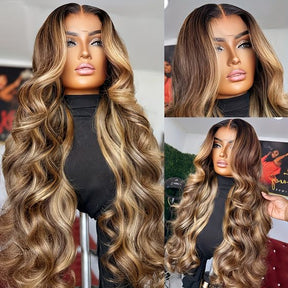 P4/27 Omber Highlight Color Invisi-Strap 360 Lace Front Wigs 250% Density