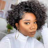 Water Wave Pixie Cut Glueless Minimalist HD Lace Short Curly Wig