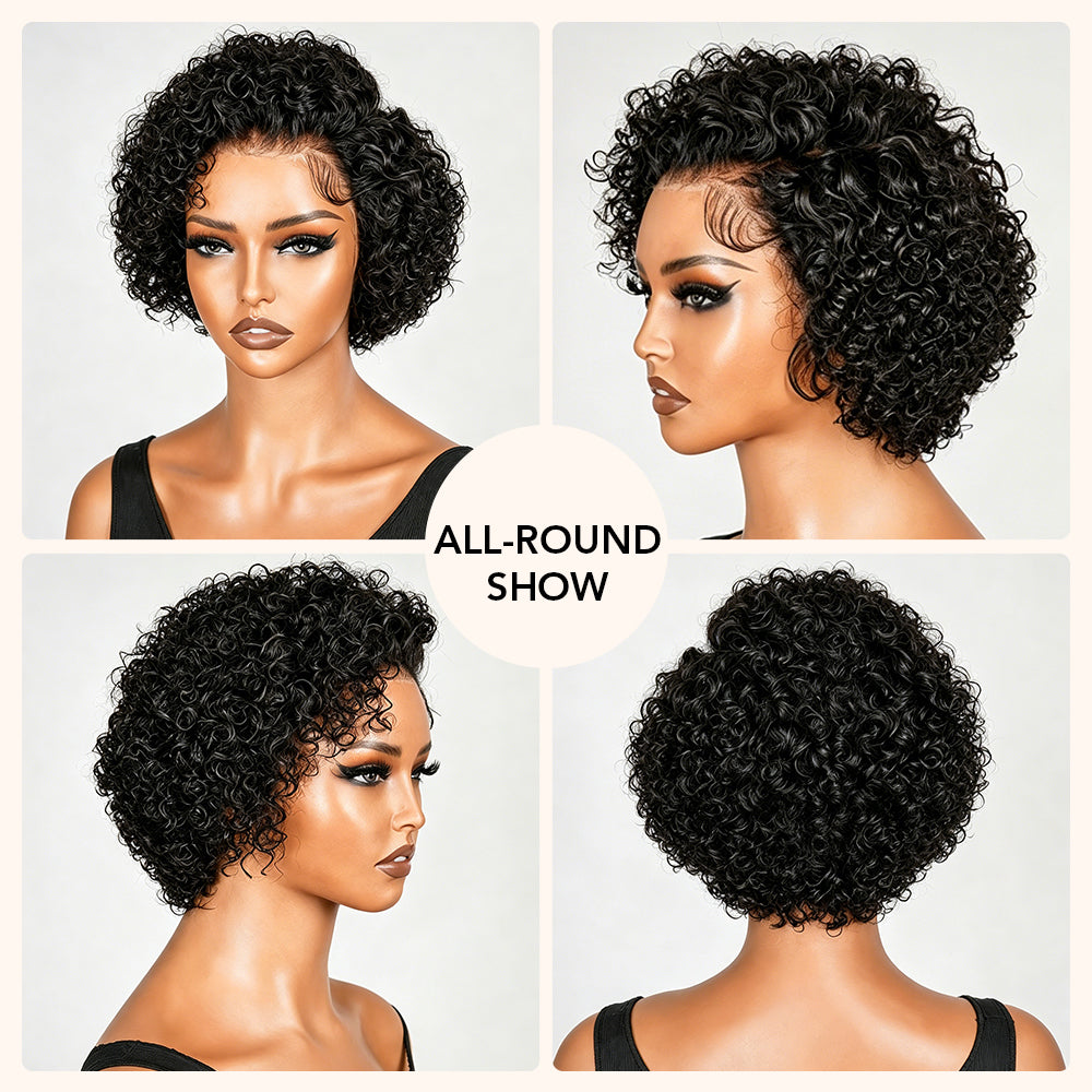 Water Wave Pixie Cut Glueless Minimalist HD Lace Short Curly Wig