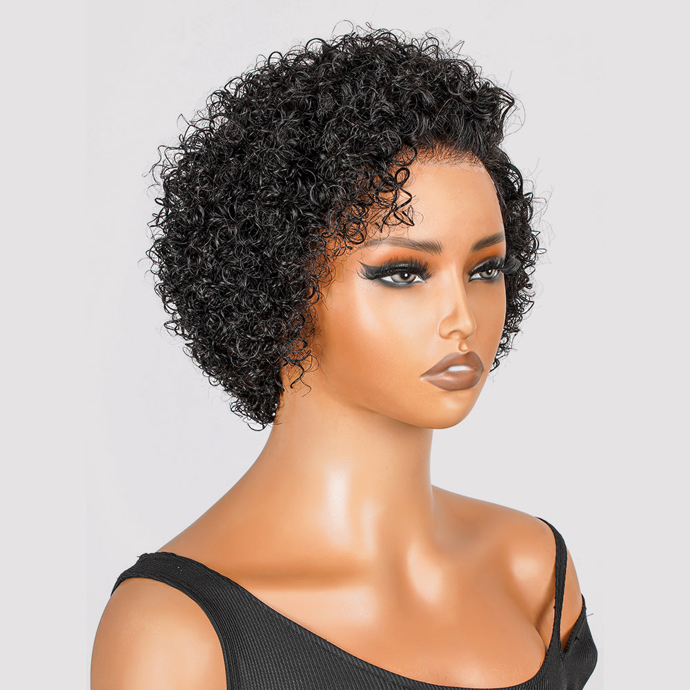 Water Wave Pixie Cut Glueless Minimalist HD Lace Short Curly Wig
