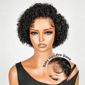Water Wave Pixie Cut Glueless Minimalist HD Lace Short Curly Wig