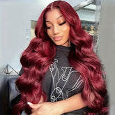 Pizazz 99j Burgundy Lace Front Wigs Human Hair 28Inch 13x6 Burgundy Wig Human Hair 250% Density Brazilian Virgin Body Wave Human Hair Wigs