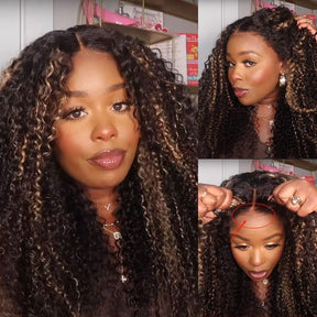 4c edges highlight curly wig