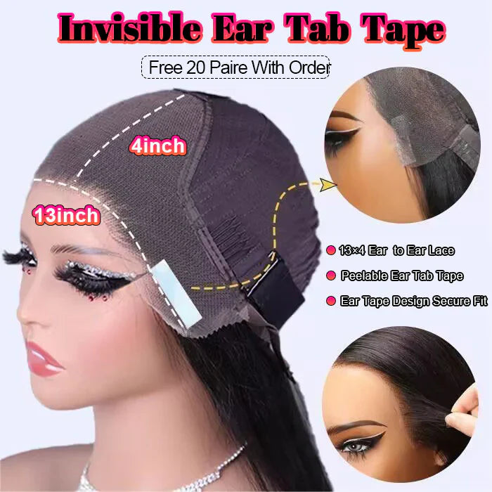 Ear Tabs Pizazz Hair 8x5 & 13x4 Pre-Everything Wig with Ear Tab Tape Glueless ...