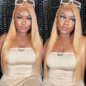 Sunlit Honey Blonde Glueless Lace Front Wig #27 Colored Human Hair Wigs
