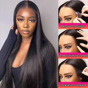 Pre-Everything 8x5 & 13x4 Lace Wig with Ear Tab Tape Glueless Lace Black Body Wave/Straight Wigs With Bleached Knots