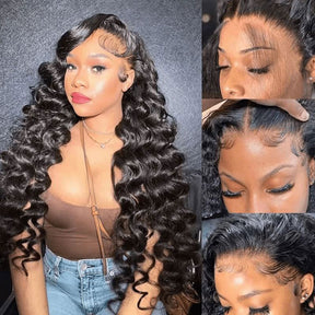 New Tech Transparent Pre-cut 360 HD Lace Wigs 4D Encircle Baby Hair Pre-bleached Glueless Wigs With Invisible Strap Fit Wigs Lace Parting Anywhere