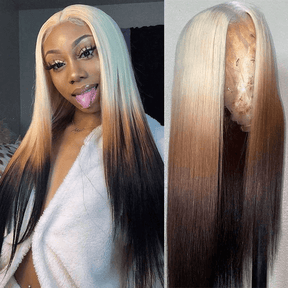 613/4 Brown Color Straight Wigs