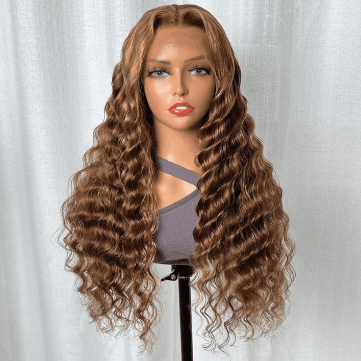 Ombre Highlight Honey Blonde Loose Deep Wave Wig 13x4 HD Lace Front Human Hair Wig
