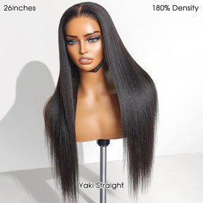 Pizazz Hair Yaki Straight Invisi-Drawstring 360 Glueless Wig Pre-Cut Lace Pre Bleached Knots Fit All Head