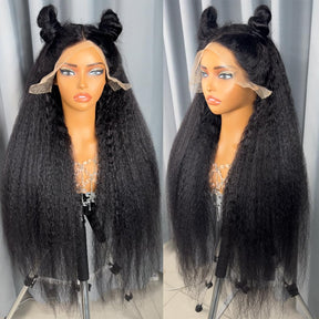 Pizazz Hair Yaki Straight Invisi-Drawstring 360 Glueless Wig Pre-Cut Lace Pre Bleached Knots Fit All Head