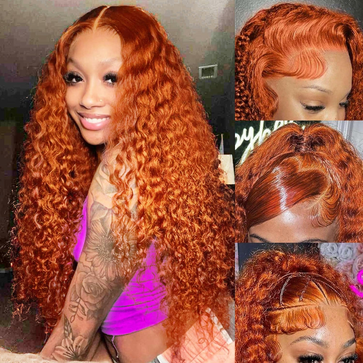 Pizazz Ginger Color Wigs Deep Wave 13*4/13*6 HD Lace Front Wigs Human Hair