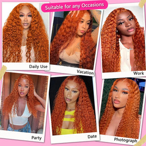 Pizazz Ginger Color Wigs Deep Wave 13*4/13*6 HD Lace Front Wigs Human Hair