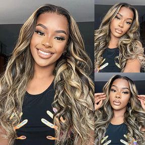 Balayage Highlight M1B/27 Colored 13X6 Invisi-Drawstring Pre-Everything Human Hair Wig 250% Density