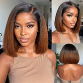 Ombre 1B/30 Brown Short Bob Glueless Wig Kinky Straight