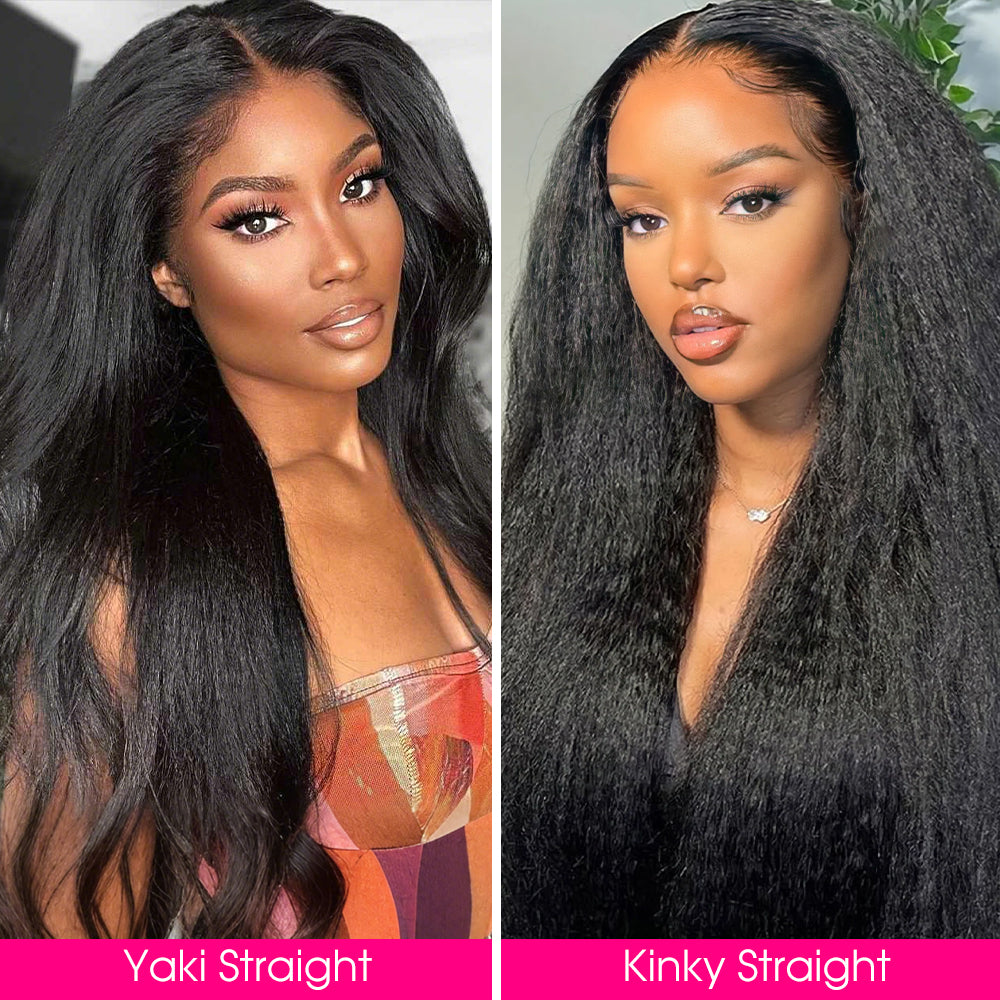 Pizazz Hair Yaki Straight Invisi-Drawstring 360 Glueless Wig Pre-Cut Lace Pre Bleached Knots Fit All Head