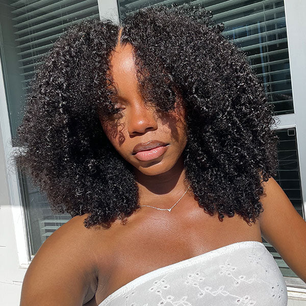 Pizazz Hair Afro Curly unit with 4C Hairline Edge HD Lace Closure With Bleached Knots  250% Density