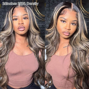 Balayage Highlight M1B/27 Colored 13X6 Invisi-Drawstring Pre-Everything Human Hair Wig 250% Density