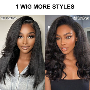 Pizazz Hair Yaki Straight Invisi-Drawstring 360 Glueless Wig Pre-Cut Lace Pre Bleached Knots Fit All Head