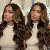 Pizazz Hair Highlight Balayage Body Wave Honey Blonde 13x6 HD Transparent Lace Front Wigs for Women Lace Front Wig Human Hair
