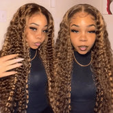 4/27 Highlight Deep Wave 8x5 13x6  HD Lace Frontal Wig Human Hair 220% Density
