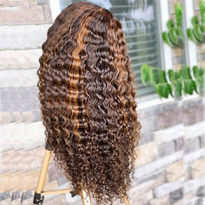 4/27 Highlight Lace Front Wigs 100% Human Hair Deep Wave Highlight Wigs | Real HD Lace