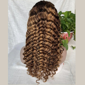 4/27 Highlight Lace Front Wigs 100% Human Hair Deep Wave Highlight Wigs | Real HD Lace