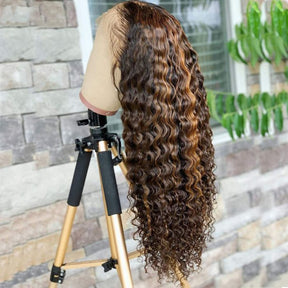 4/27 Highlight Lace Front Wigs 100% Human Hair Deep Wave Highlight Wigs | Real HD Lace