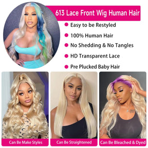 Pizazz Hair 613 Blonde Body Wave  13x6 HD  Lace Front Wigs 180% Density
