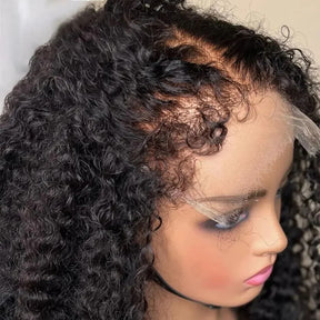 Curly Short Bob 4C Edges Natural Hairline With Curly Baby Hair Transparent 13x4 HD Lace Front Wigs For Women