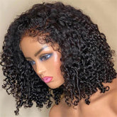 Curly Short Bob 4C Edges Natural Hairline With Curly Baby Hair Transparent 13x4 HD Lace Front Wigs For Women