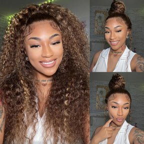 Invisi-Strap Snug Fit 360 HD Transparent Lace  P4/27 Highlight Ombre Color Water Wave Wig Pre Plucked Hair 220% Density