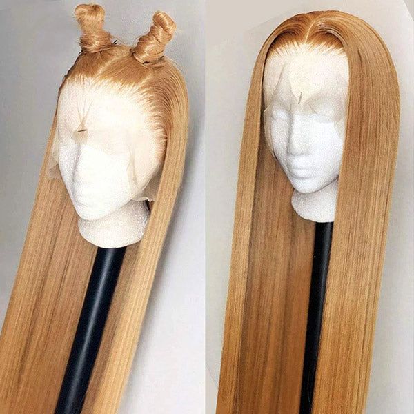 Sunlit Honey Blonde Glueless Lace Front Wig #27 Colored Human Hair Wigs