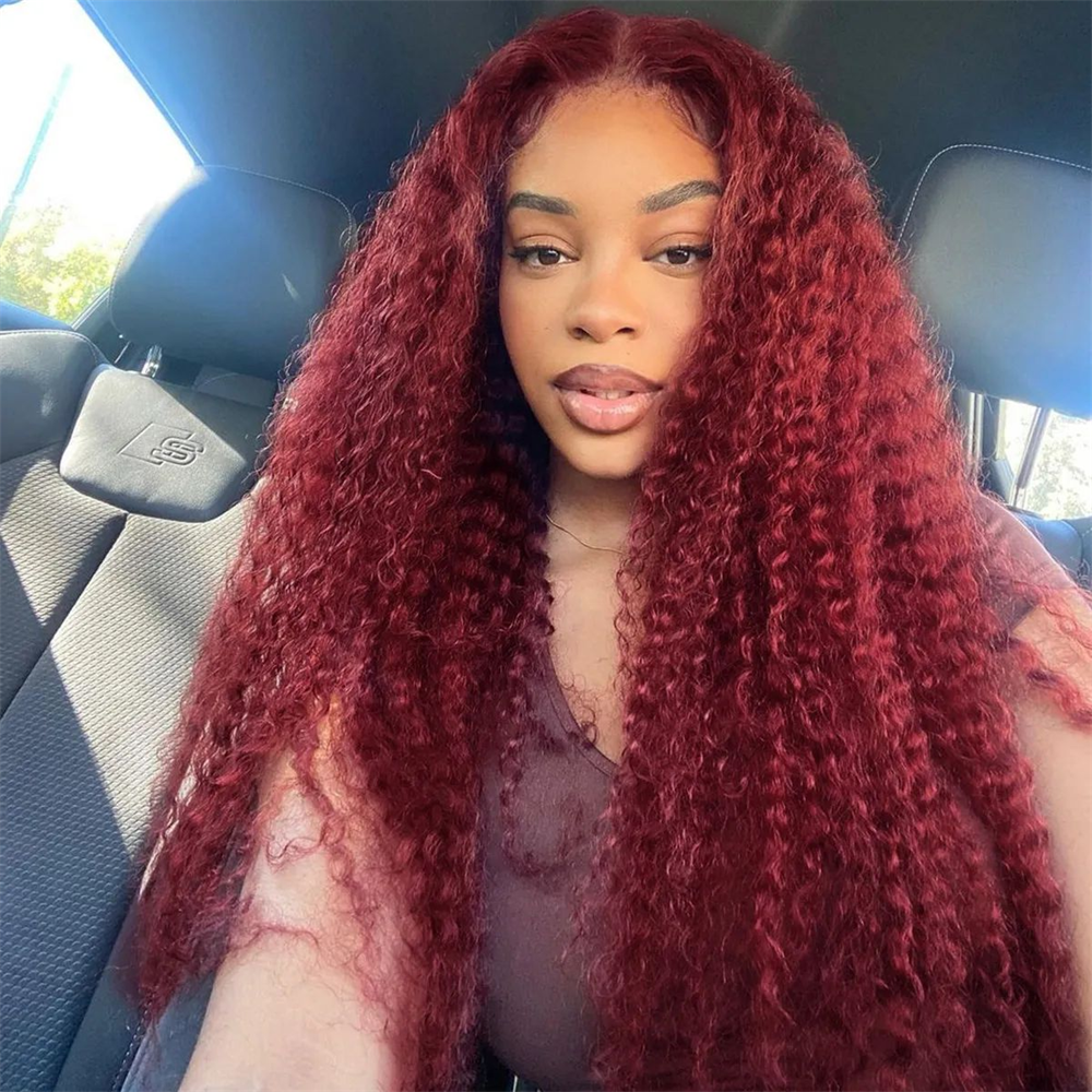 Pizazz Hair 30inch Jerry Curly 99j Burgundy 13x6 Hd Lace Frontal Human Hair Wigs  100% Human Hair Flash Sale