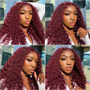 Pizazz Hair 30inch Jerry Curly 99j Burgundy 13x6 Hd Lace Frontal Human Hair Wigs  100% Human Hair Flash Sale