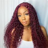 Jerry Curly 99j Burgundy 13x6 Hd Lace Frontal Human Hair Wigs