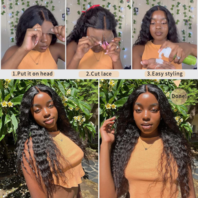 Flowy Bohemian Curls Wig Curly Glueless 5x5 Closure Lace Wig Pre-plucked Human Hair wigs