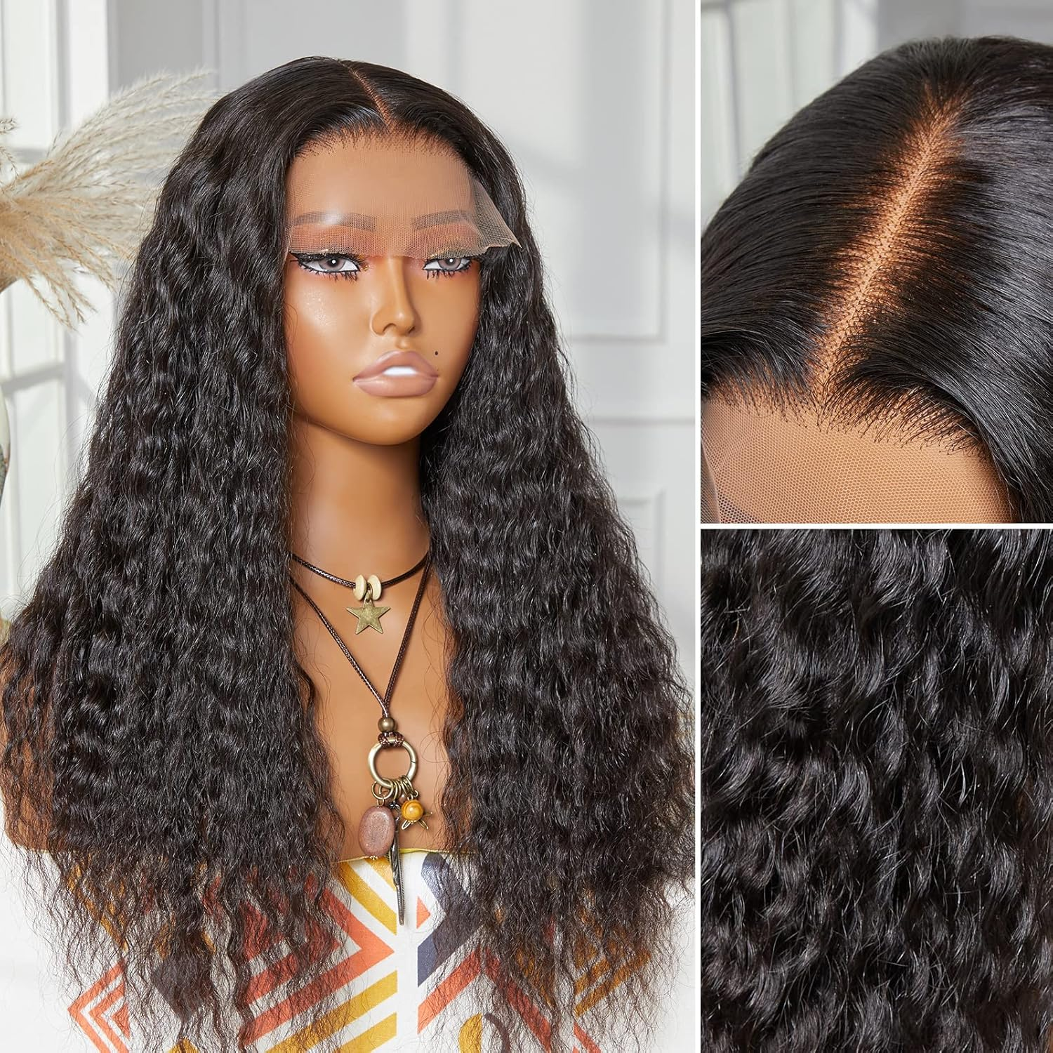 Pizazz Hair Flowy Bohemian Curls Wig Curly Glueless  13x6 Wig Pre-plucked Human Hair wigs