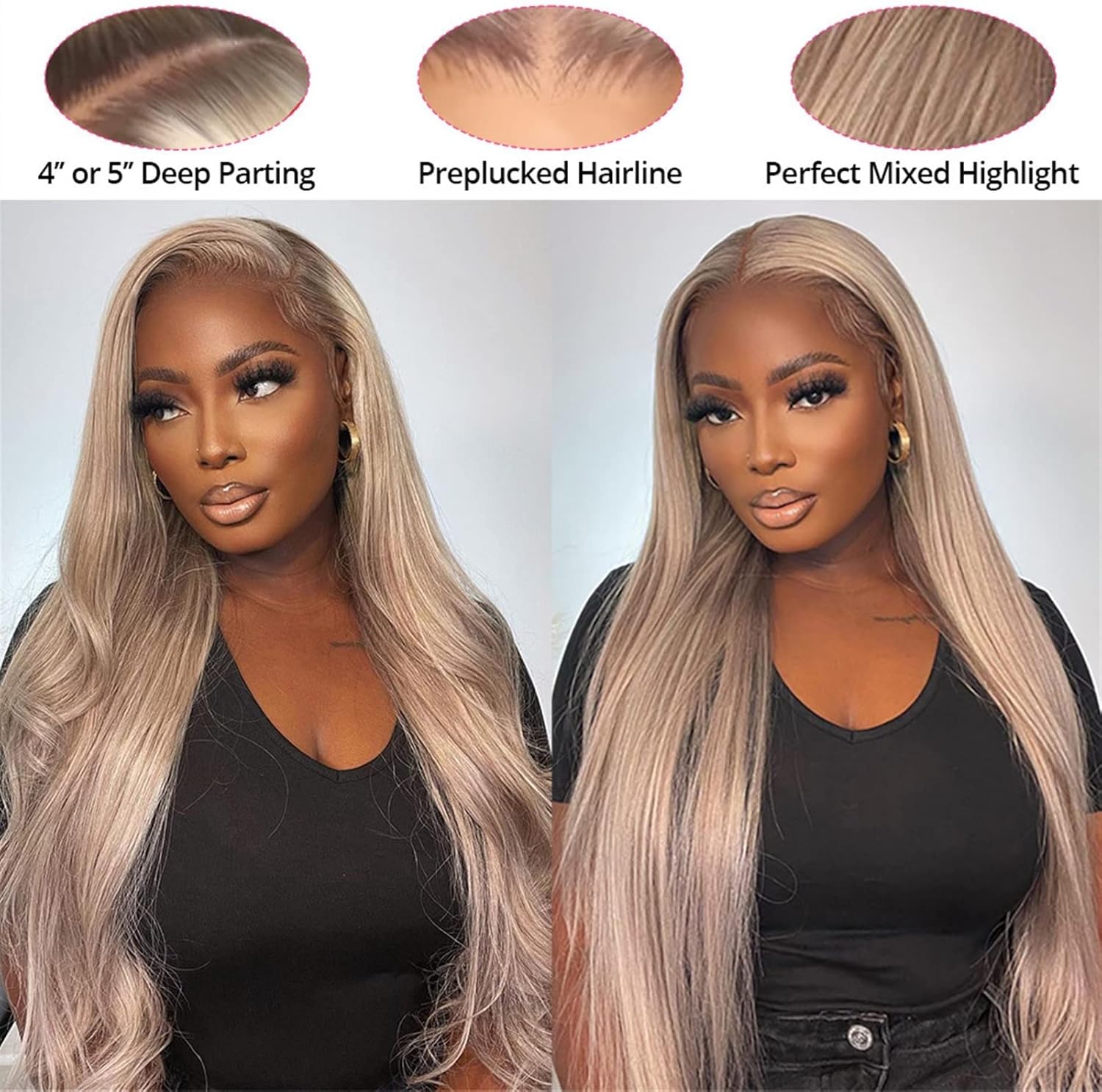 P18/613 Highlights Wig Straight 100% Human Hair Lace Front Pre Plucked Natural Hairline