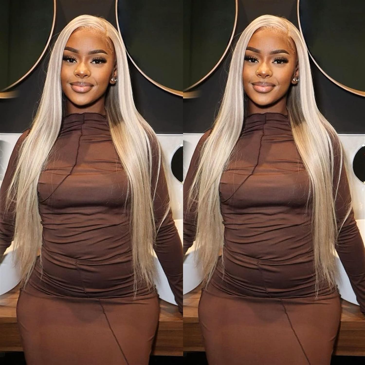 P18/613 Highlights Wig Straight 100% Human Hair Lace Front Pre Plucked Natural Hairline