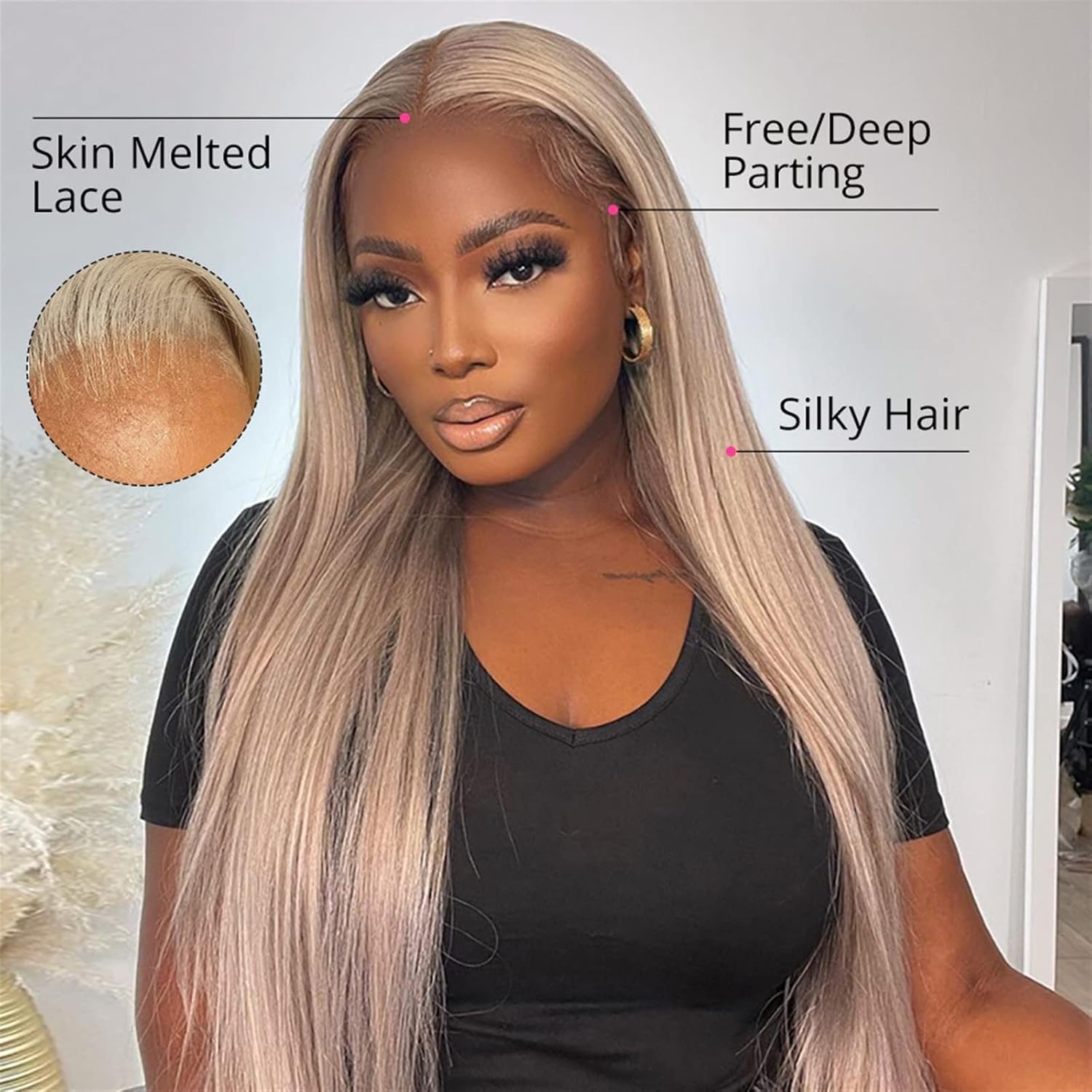 P18/613 Highlights Wig Straight 100% Human Hair Lace Front Pre Plucked Natural Hairline