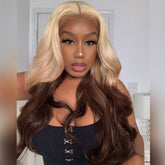 Ombre 613/4 Brown Colored Lace Frontal Body Wave Wig 13x4 HD Lace Human Hair Wigs