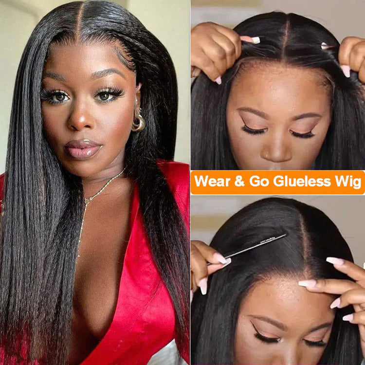 Pre Cut Lace | Kinky Straight Wear & Go Pre-Cut Lace 5x5/4x4 Glueless Wigs with Pre Plucked